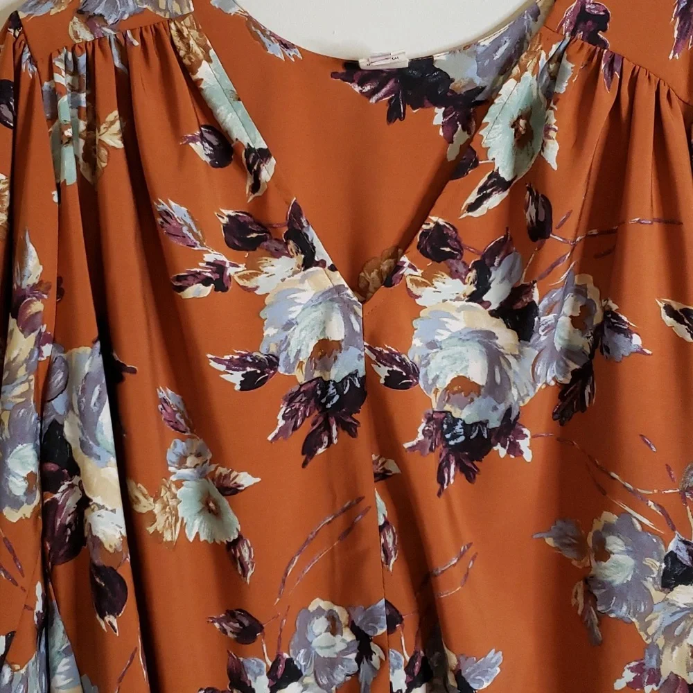 Ivy Jane Floral Blouse in Rust and Lavender